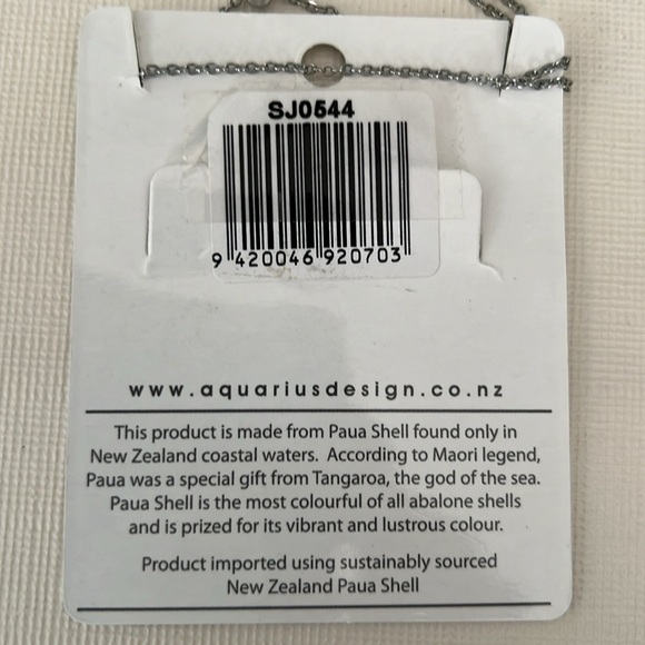 AQUARIUS DESIGN New Zealand Paua Shell Design Pendant Silver 16 inch Chain NWT - Picture 7 of 9